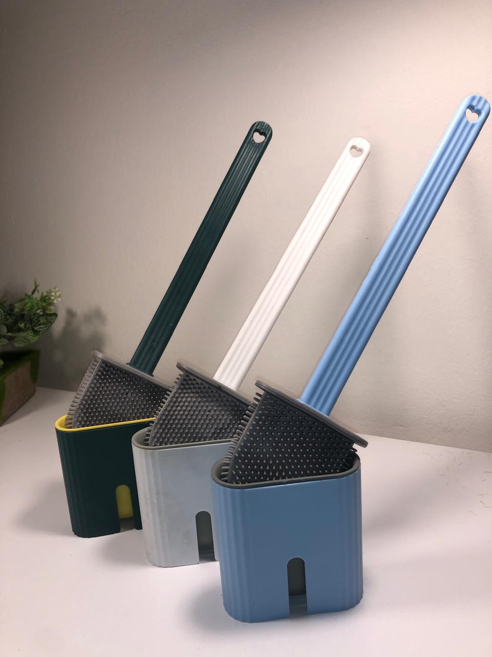Plastic Silicone Toilet Brush with Holder Stand for Bathroom Cleaning Brush