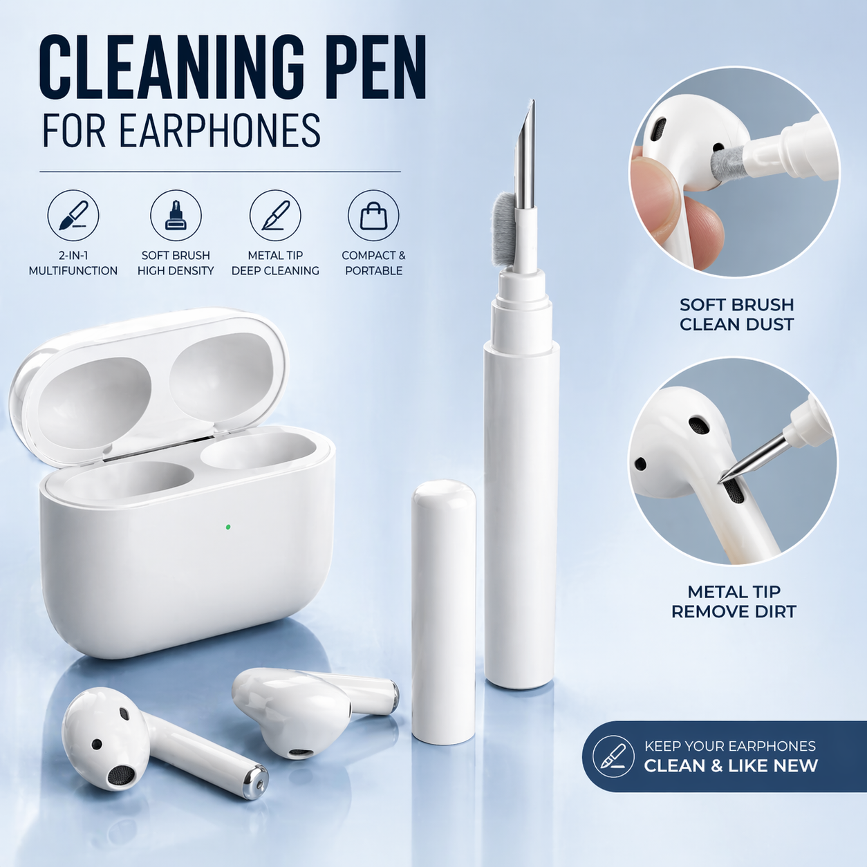 Image of 2-in-1 Earphone Cleaning Pen – Deep Clean Tool for AirPods & Earbuds