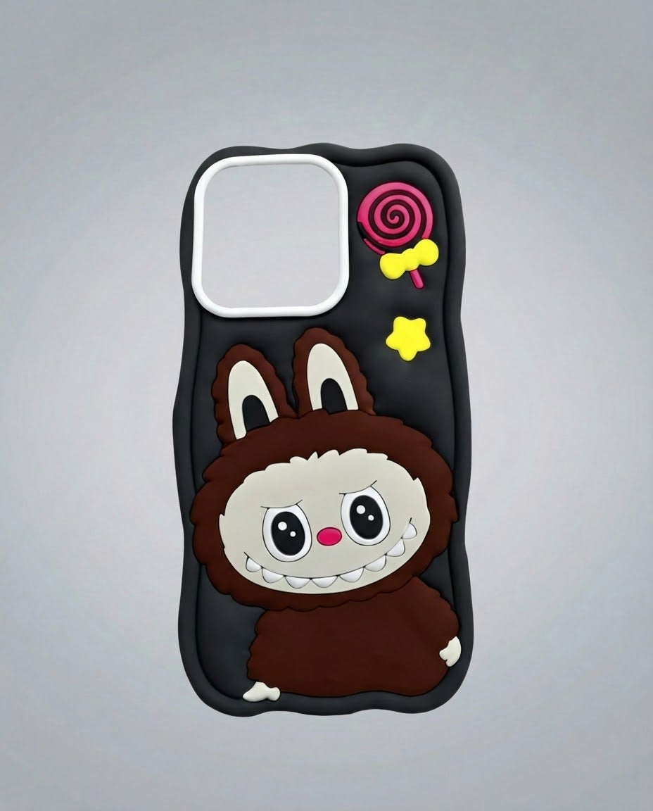 Image of Labubu Shockproof Silicone Case with Stand for iPhone