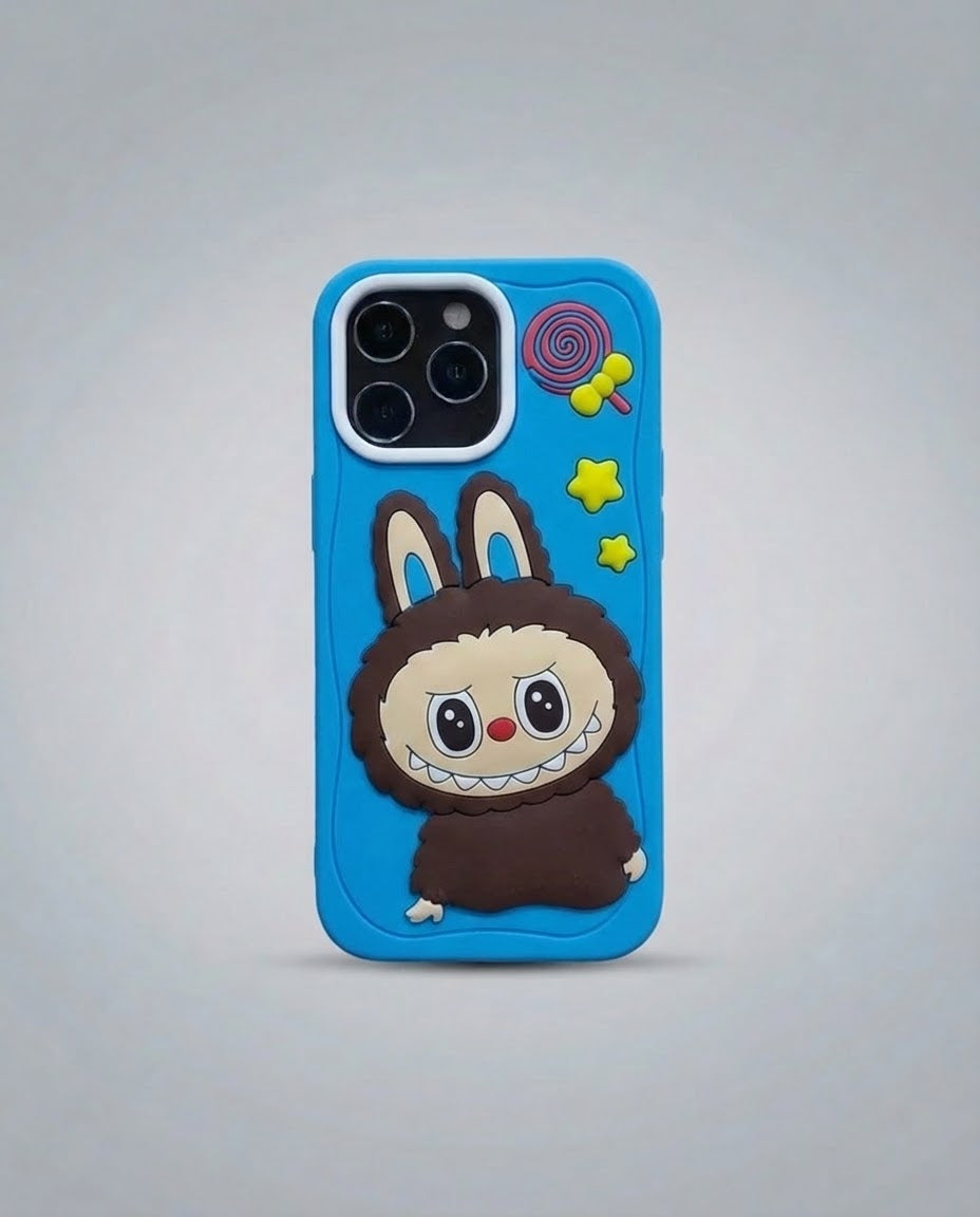 Image of Labubu Shockproof Silicone Case with Stand for iPhone