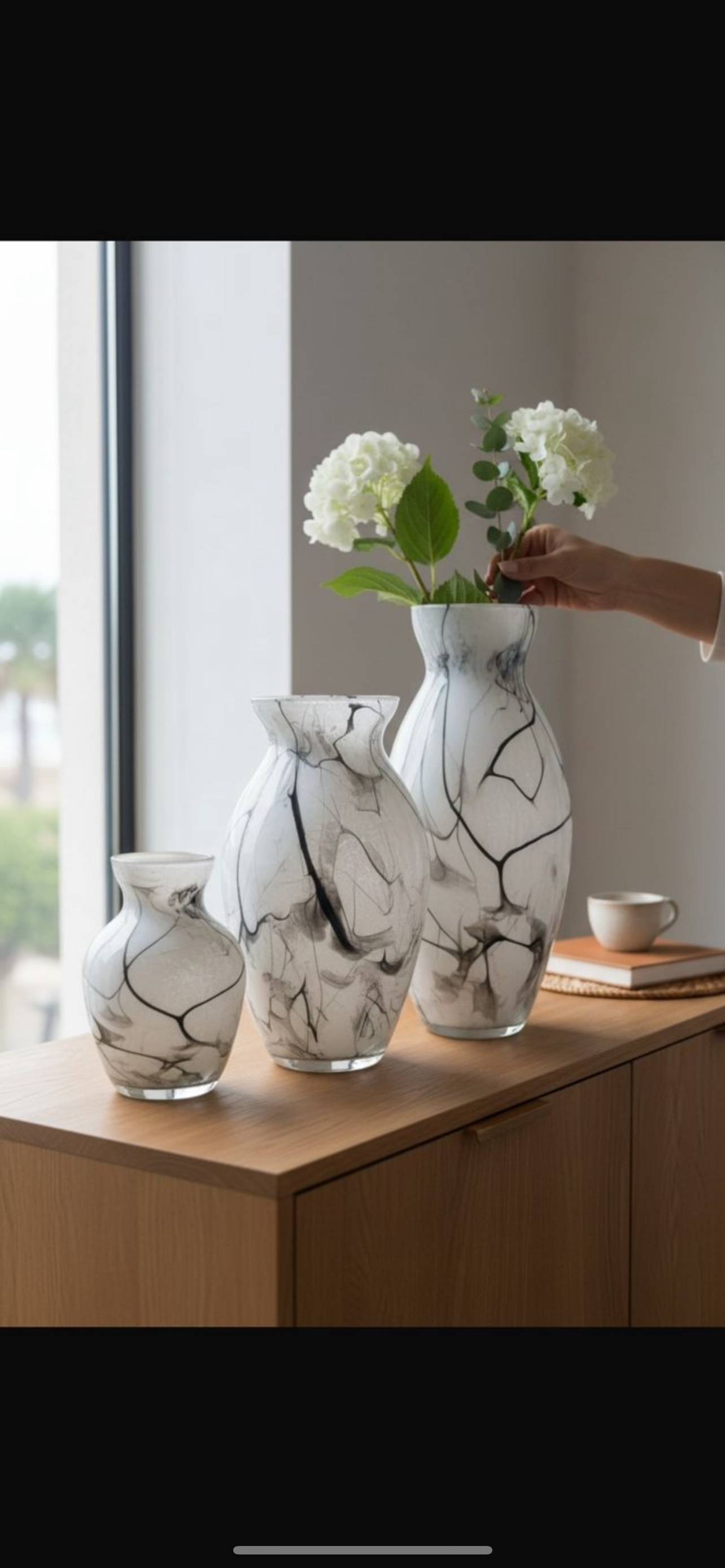Image of Marble Effect Decorative Vase Set – Modern Home Decor (3 Pieces)