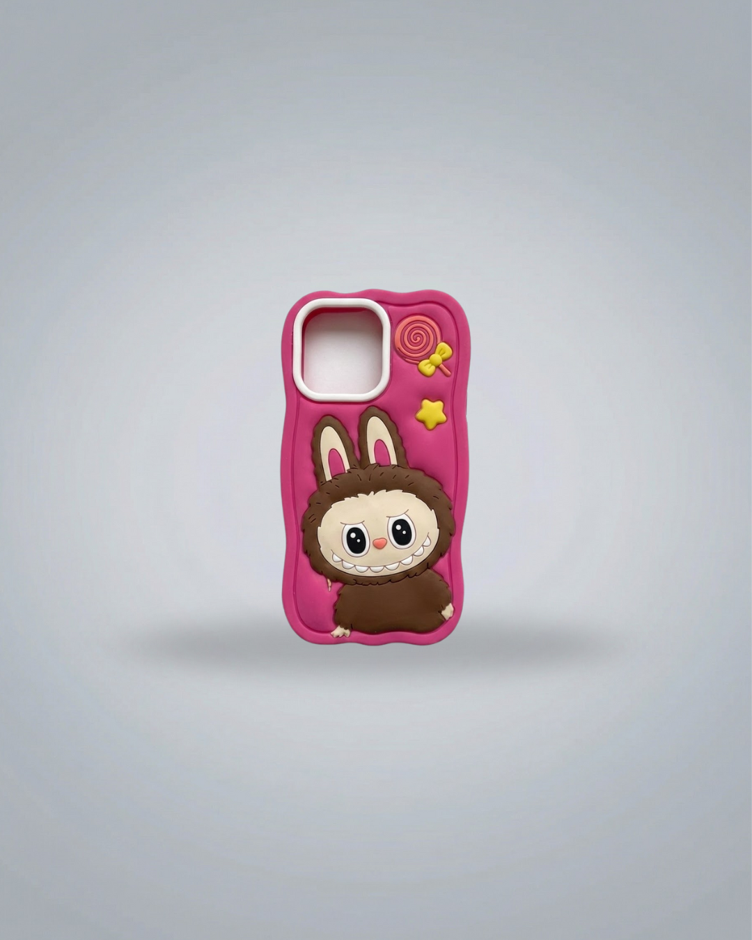 Labubu Shockproof Silicone Case with Stand for iPhone