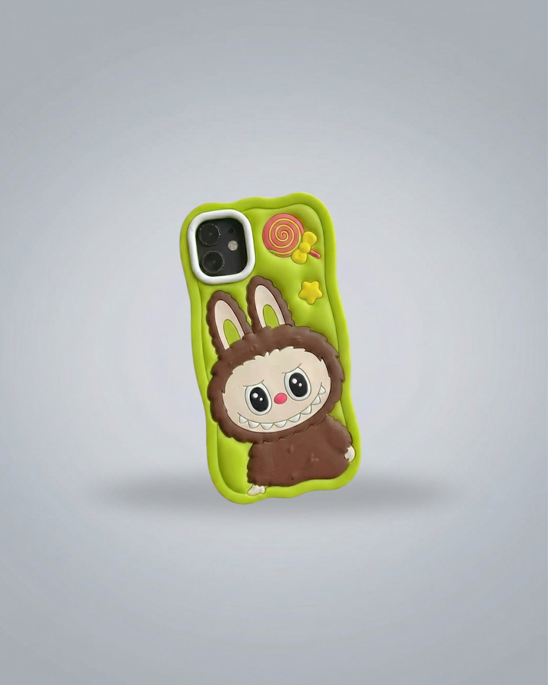 Image of Labubu Shockproof Silicone Case with Stand for iPhone