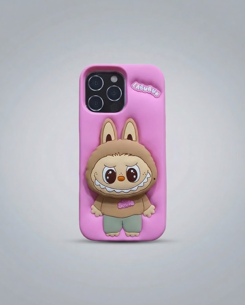 Labubu Shockproof Silicone Case with Stand for iPhone